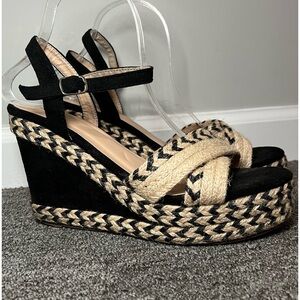 Catherine Malandrinos Espadrille Wedges 10 Rustic Sandal Summer Open Toe